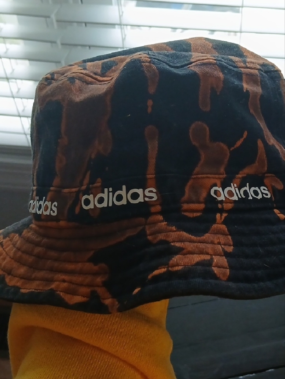 adidas Black & Orange Tie-Dye Bucket Hat with Logo Trim